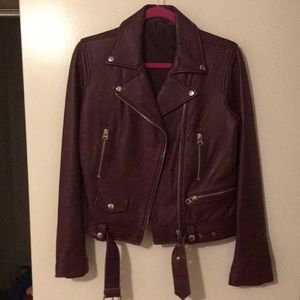 MAP Real Leather Moto Jacket M Eggplant Purple